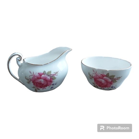 PARAGON Rose Cream & Sugar Bowl Set with Gold Trim – Elegant Fine China Tea Set - Picture 2 of 6